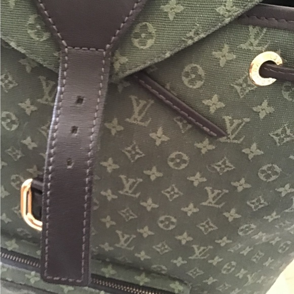 Authentic Louis Vuitton Khaki Green Lin Montsouris GM Backpack and box - Picture 7 of 11
